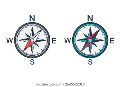 Magnetic Compass Icon with North and South Direction Symbols – Navigation Element
