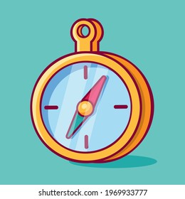 magnetic compass isolated cartoon vector illustration in flat style
