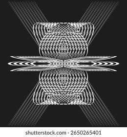 Magnetic core icon. Symmetric coil pattern. Resonant pulse Vector. Mirrored field structure.