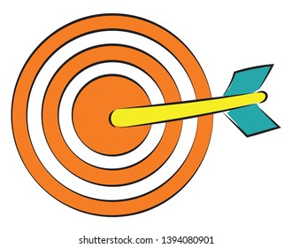 Magnetic dart in orange color with a arrow in it vector color drawing or illustration