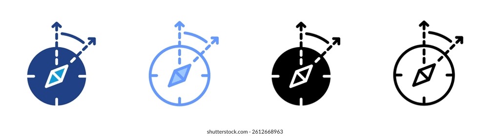 Magnetic Declination icon set multiple style collection