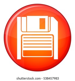 Magnetic diskette icon in red circle isolated on white background vector illustration