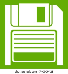 Magnetic diskette icon white isolated on green background. Vector illustration