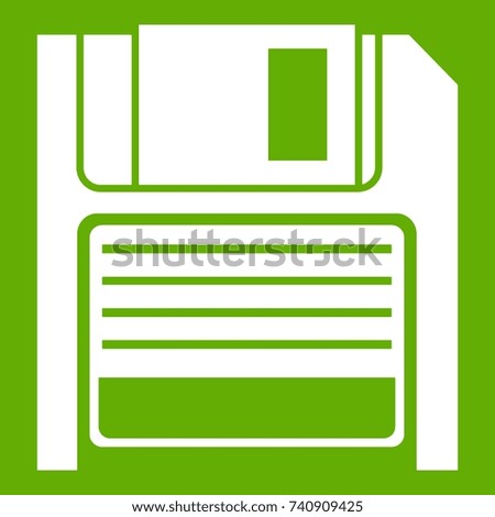 Magnetic diskette icon white isolated on green background. Vector illustration