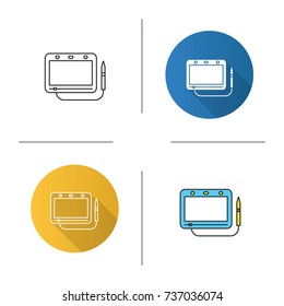 Magnetic drawing board icon. Flat design, linear and color styles. Isolated vector illustrations