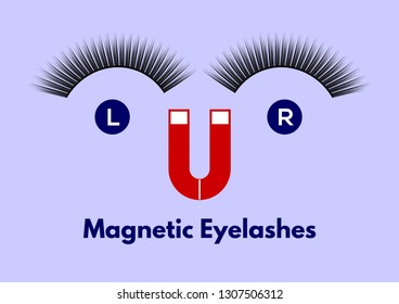Magnetic eyelashes. Vector illustration.