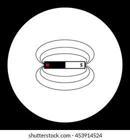 magnetic field around magnet physics simple icon eps10