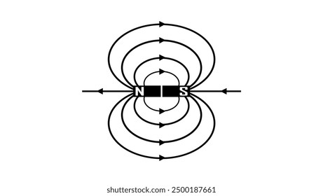 Magnetic field, black isolated silhouette