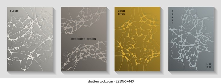 Magnetic field concept abstract vector covers. Rounded curve lines connection textures. Futuristic cover vector layouts. Radiology cover pages graphic design set.