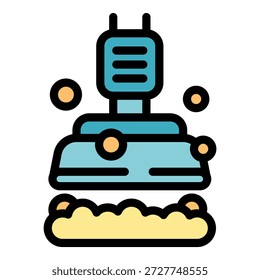Detector de campo magnético que escanea el suelo para la Ilustración vectorial del icono del color de los metales para el Diseño web aislado en el fondo blanco