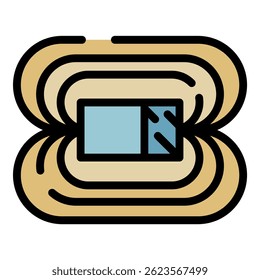 Icono de campo magnético. Esquema de campo magnético Vector icono de color plano aislado