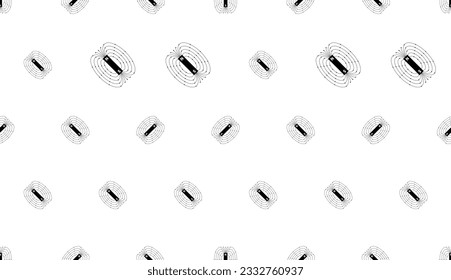 Magnetic Field Icon Seamless Pattern, Magnetic Influence Icon Vector Art Illustration