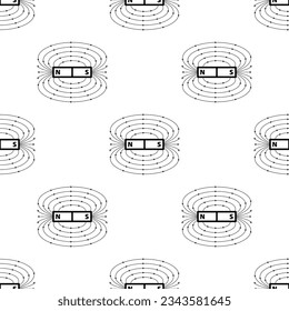 Magnetic Field Icon Seamless Pattern, Magnetic Influence Icon Vector Art Illustration