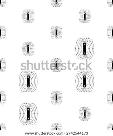 Magnetic Field Icon Seamless Pattern, Magnetic Influence Icon Vector Art Illustration