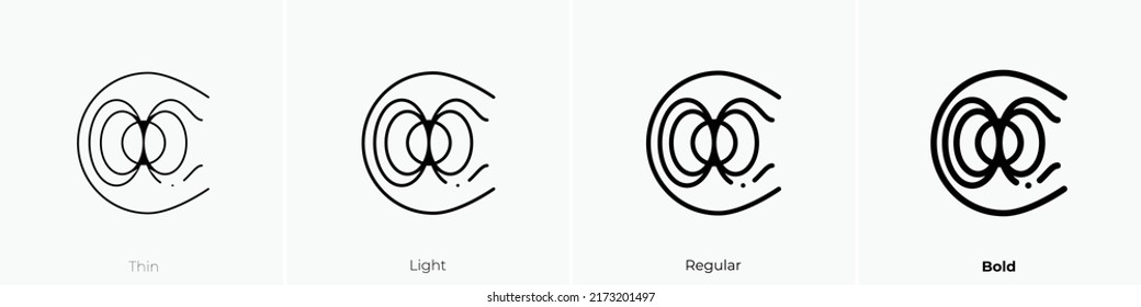 magnetic field icon. Thin, Light Regular And Bold style design isolated on white background