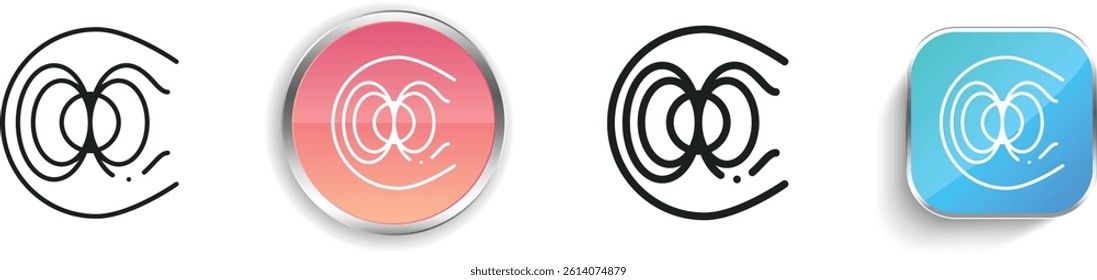 magnetic field icon. Thin Linear, Regular and Button Style Design Isolated On White Background