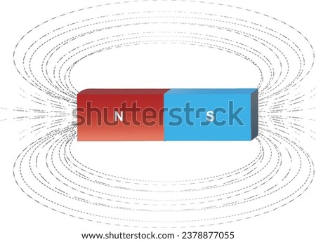 magnetic field lines around a bar magnet. polar magnet diagram. scientific vector illustration isolated on white background. Vector magnetic field on white background. RGB. Global colors. magnets