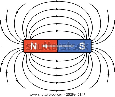 Magnetic field lines of a bar magnet. Vector color illustration.