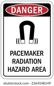 Magnetic field and pacemaker warning sign and labels