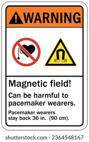 Magnetic field and pacemaker warning sign and labels