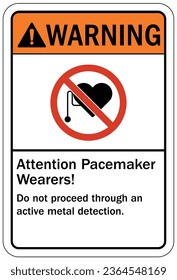 Magnetic field and pacemaker warning sign and labels