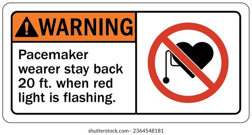 Magnetic field and pacemaker warning sign and labels