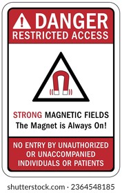 Magnetic field and pacemaker warning sign and labels
