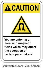 Magnetic field and pacemaker warning sign and labels