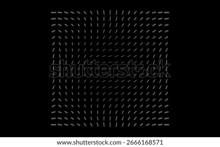 Magnetic field pattern with dipole flux lines. Abstract vector grid for physics and science visuals, tech backgrounds, UI and infographic design. Clean monochrome texture. Vector Illustration