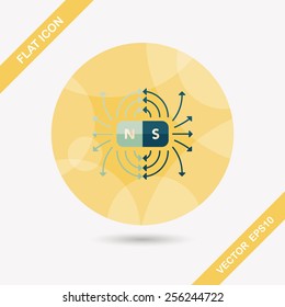 magnetic fields flat icon with long shadow,eps10