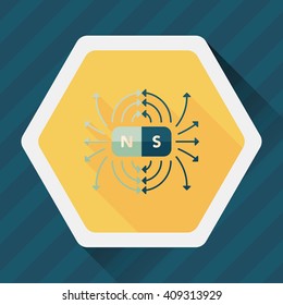 magnetic fields flat icon with long shadow,eps10