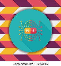 magnetic fields flat icon with long shadow,eps10