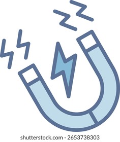 Icono de tono azul lleno magnético