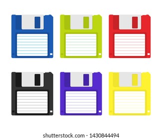 Magnetic floppy disc. Flat icon. Vector illustration.