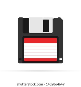 Magnetic floppy disc. Flat icon. Vector stock illustration.
