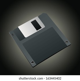 Magnetic floppy disc icon for computer data storage
