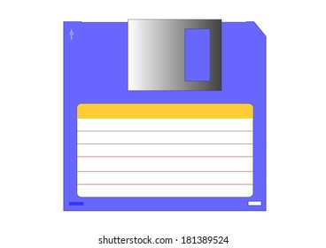 Magnetic floppy disc icon for computer data storage