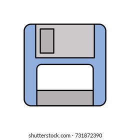 magnetic floppy disc icon for computer data storage
