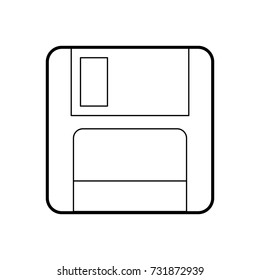 magnetic floppy disc icon for computer data storage