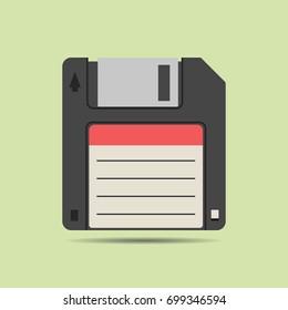 Magnetic floppy disc icon in flat style, isolated web icon, colored