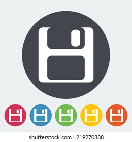 Magnetic floppy disc. Single flat icon on the circle. Vector illustration.