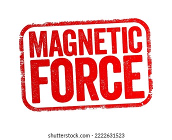 Fuerza magnética - atracción o repulsión que surge entre partículas cargadas eléctricamente debido a su movimiento, fondo de concepto de marca de texto