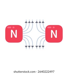 Magnetic force in physics. Opposite poles attract and like poles repel. The law of magnets. Scientific diagram resources for teachers and students