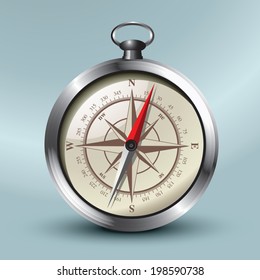 Magnetic handheld compass. Vector illustration