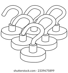Magnetic hooks design Strong Hooks for Hanging Magnet with Hook for Cruise Grill Fridge Pack of 6