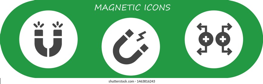 magnetic icon set. 3 filled magnetic icons.  Simple modern icons about  - Magnets, Magnet