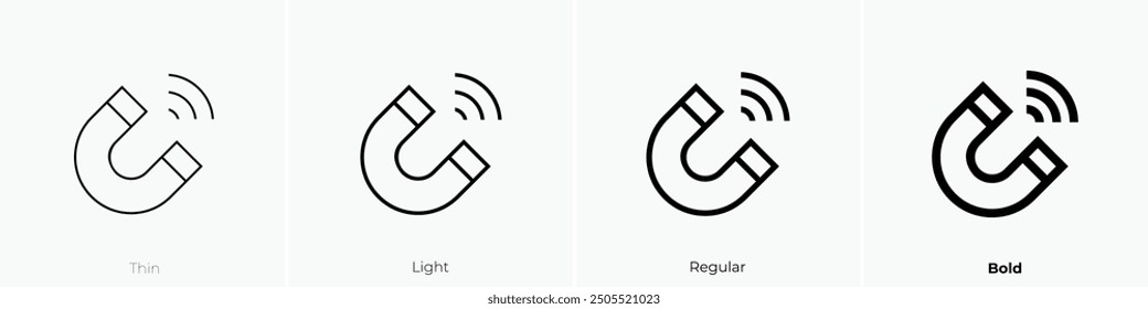 magnetic icon. Thin, Light Regular And Bold style design isolated on white background