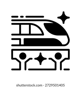 Magnetic Levitation Train Line Icon, Umrisssymbol für Hochgeschwindigkeitsverkehr, Moderne Maglev, Futuristische Mobilität, Magnetischer Antrieb und Nachhaltiger Transit. Vektorsymbol.