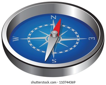 Magnetic navigation equipment - a compass. Windrose. Vector illustration.