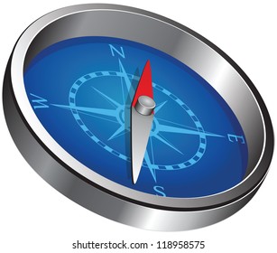 Magnetic navigation equipment - a compass. Windrose. Vector illustration.